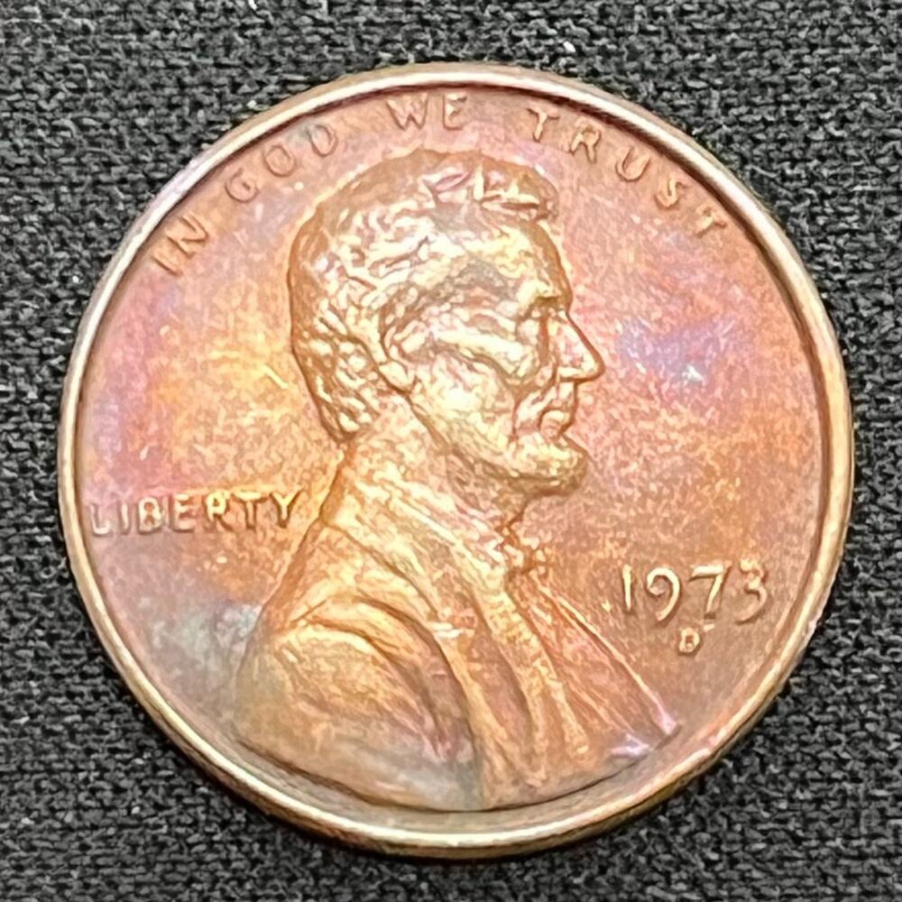 Lincoln Penny 1973-D Handmade Dyed Rainbow Toned Trading Collection Coin #62